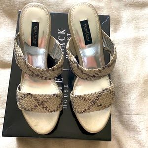 WHBM champagne & silver wedges.